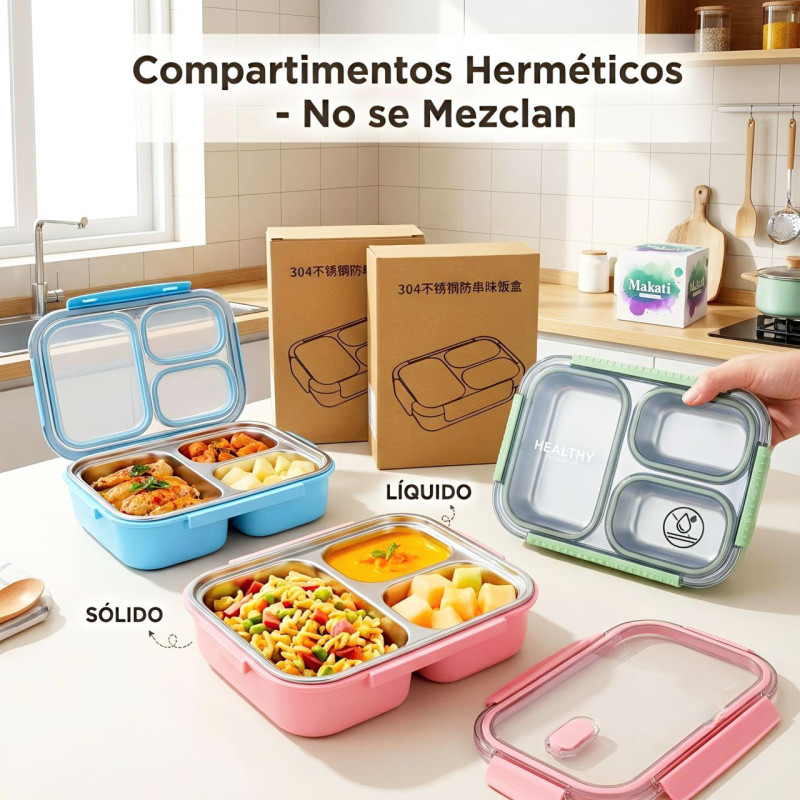 LONCHERA BENTO PREMIUM DE ACERO INOXIDABLE 🍱 $14