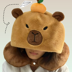ALMOHADA DE VIAJE CON CAPUCHA CAPIBARA✈️ $12,50